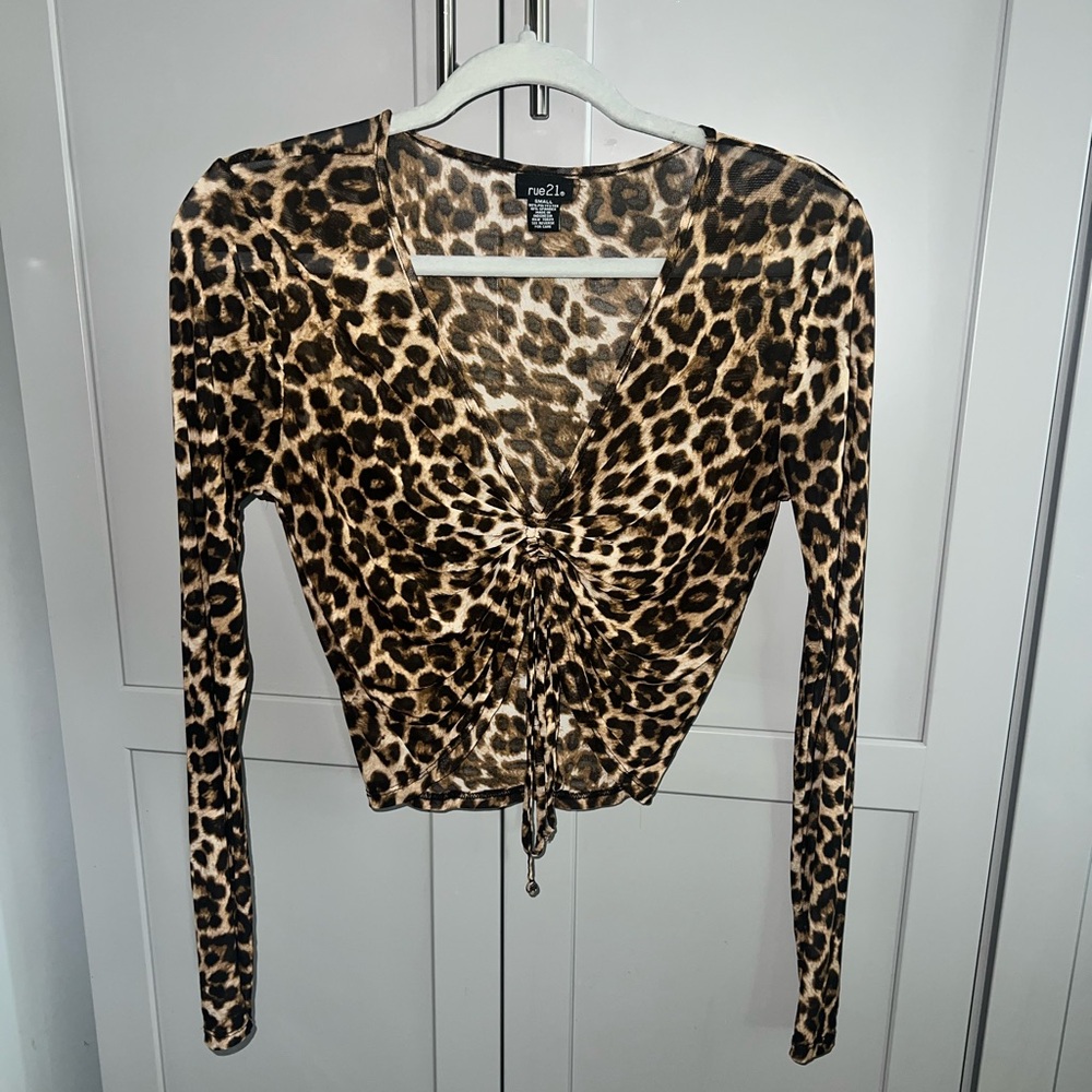 Rue21 Leopard Print Ruched Crop Top